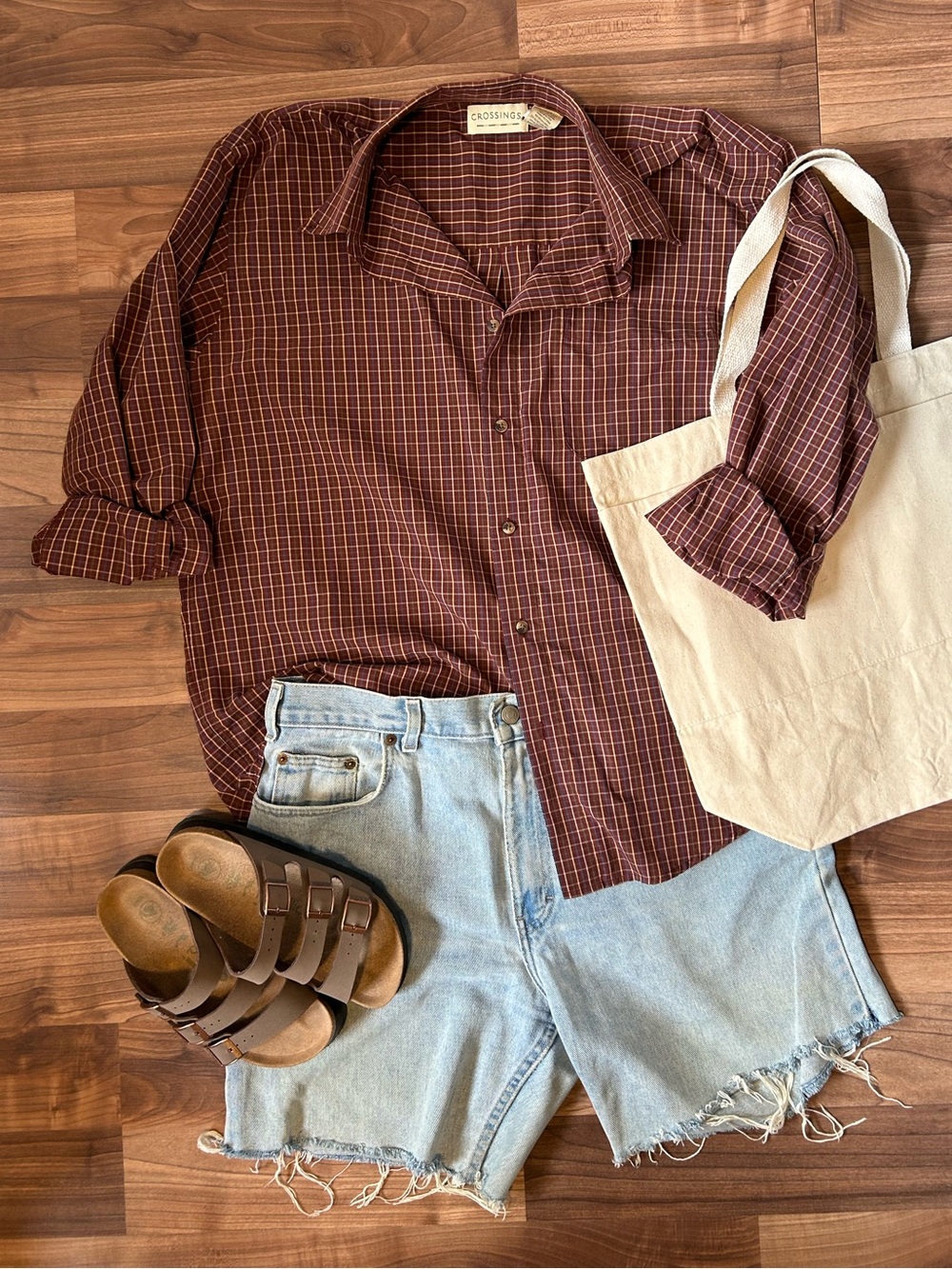 Gorpcore Grandpa Plaid Checkered Button up